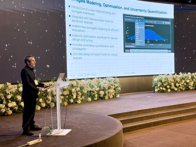 Image showing Dr. Sylvain Reboux of Zurich MedTech outlining the latest advances on Sim4Life during the workshop's Medical Industry session